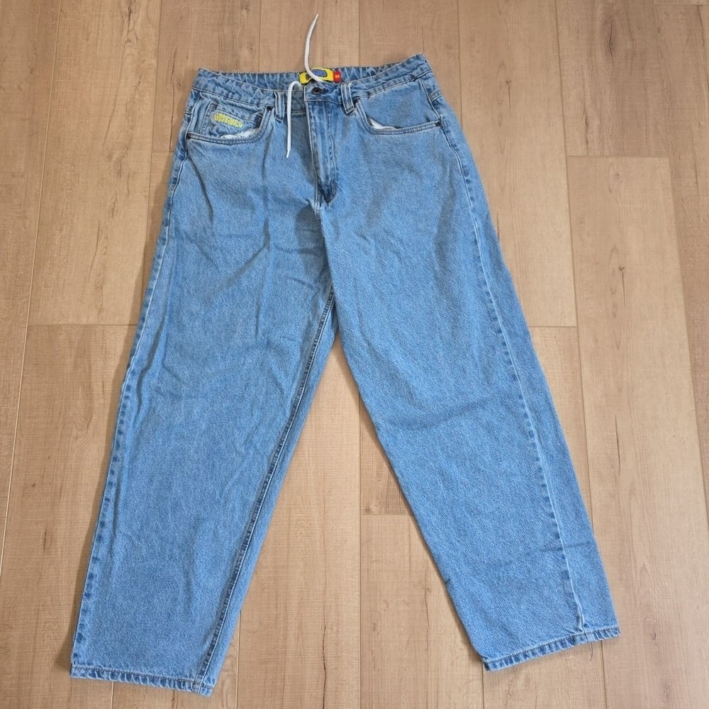 Empyre Jeans Mens 32 Blue Wide Leg Baggy Drawstring Skater Grunge Denim Y2K